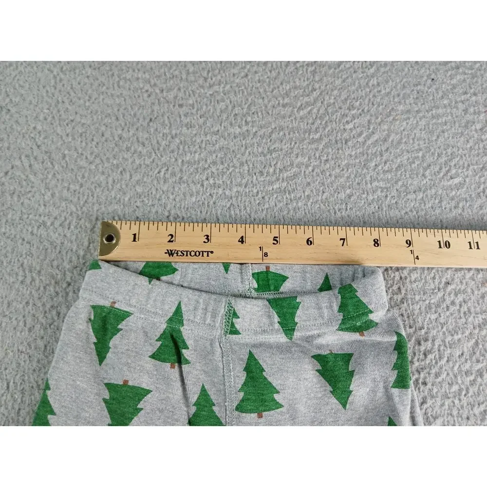 Hanna Andersson Pajamas Set 90 US 3T Gray Christmas Trees Winter Organic Cotton